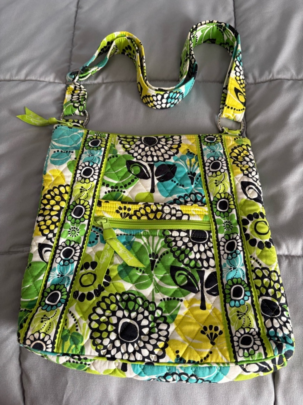 Vera Bradley Green & Aqua Floral Quilted Crossbody Bag